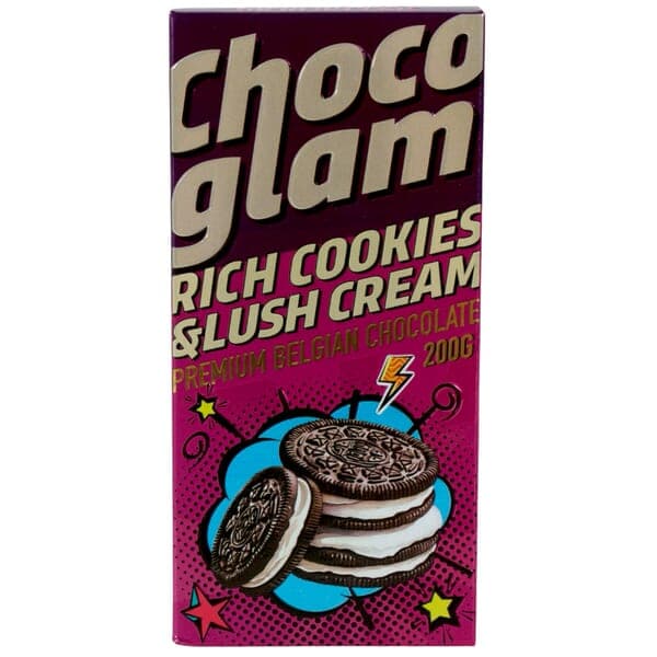 Chocoglam Rich Cookies & Lush Cream Premium Belgian Chocolate 200 GM